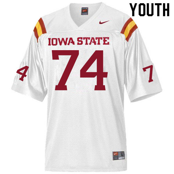 Youth #74 Hayden Pauls Iowa State Cyclones College Football Jerseys Sale-White - Click Image to Close